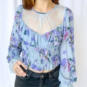 41 BLUE NWOT FP FLORAL CROPPED TOP